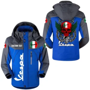 Vespa Exclusive Logo Windproof Waterproof Jacket Detachable Hood Velvet-Lined Warm Durable, Custom Name TN150225Y11WJVCT1VES