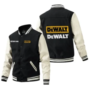 DeWalt Jacket Men’s Baseball Jacket With PU Leather Sleeve, Custom Name HG200225Y15BJPUCT1DEW