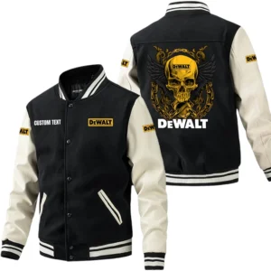 DeWalt Jacket Men’s Baseball Jacket With PU Leather Sleeve, Custom Name HG200225Y15BJPUCT2DEW
