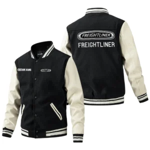 Freightliner Group Jacket Men’s Baseball Jacket With PU Leather Sleeve, Custom Name HG210225Y15BJPUCT1FRE