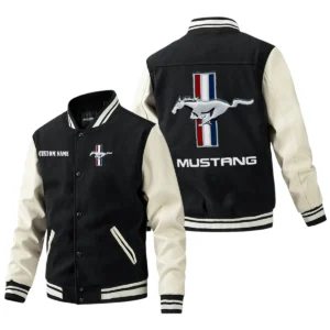 Ford Mustang Jacket Men’s Baseball Jacket With PU Leather Sleeve, Custom Name HG210225Y15BJPUCT1MUS