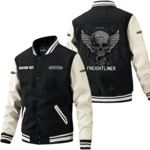 Freightliner Group Jacket Men’s Baseball Jacket With PU Leather Sleeve, Custom Name HG210225Y15BJPUCT2FRE