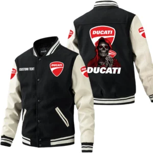 Ducati Jacket Men’s Baseball Jacket With PU Leather Sleeve, Custom Name HG210225Y15BJPUCT3DUC