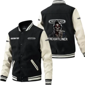 Freightliner Group Jacket Men’s Baseball Jacket With PU Leather Sleeve, Custom Name HG210225Y15BJPUCT3FRE