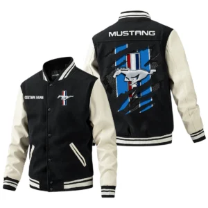Ford Mustang Jacket Men’s Baseball Jacket With PU Leather Sleeve, Custom Name HG210225Y15BJPUCT3MUS