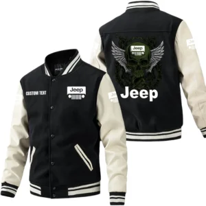 Jeep Jacket Men’s Baseball Jacket With PU Leather Sleeve, Custom Name HG240225Y15BJPUCT2JEE