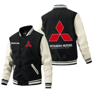 Mitsubishi Jacket Men’s Baseball Jacket With PU Leather Sleeve, Custom Name HG250225Y15BJPUCT1MIT