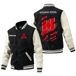 Mitsubishi Jacket Men’s Baseball Jacket With PU Leather Sleeve, Custom Name HG250225Y15BJPUCT3MIT