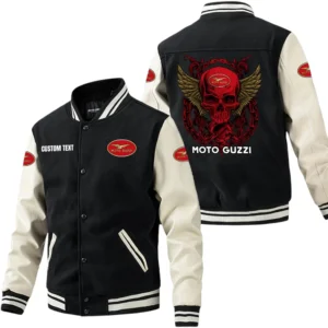 Moto Guzzi Jacket Men’s Baseball Jacket With PU Leather Sleeve, Custom Name HG260225Y15BJPUCT2MOG
