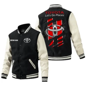 Toyota Jacket Men’s Baseball Jacket With PU Leather Sleeve, Custom Name HG260225Y15BJPUCT3TOY