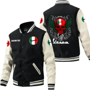 Vespa Jacket Men’s Baseball Jacket With PU Leather Sleeve, Custom Name HG270225Y15BJPUCT2VES