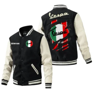 Vespa Jacket Men’s Baseball Jacket With PU Leather Sleeve, Custom Name HG270225Y15BJPUCT3VES