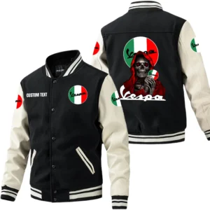Vespa Jacket Men’s Baseball Jacket With PU Leather Sleeve, Custom Name HG270225Y15BJPUCT4VES