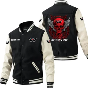 Wester Star Jacket Men’s Baseball Jacket With PU Leather Sleeve, Custom Name HG280225Y15BJPUCT2WES