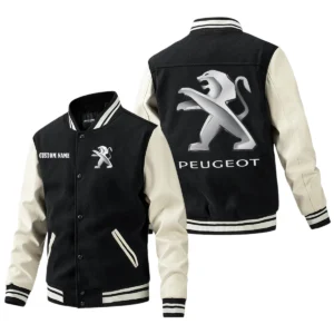 Peugeot Jacket Men’s Baseball Jacket With PU Leather Sleeve, Custom NameTN220225Y15BJPUCT1PEU