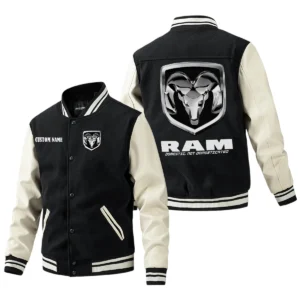 RAM Jacket Men’s Baseball Jacket With PU Leather Sleeve, Custom Name TN220225Y15BJPUCT1RAR