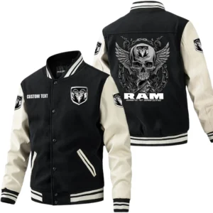 RAM Jacket Men’s Baseball Jacket With PU Leather Sleeve, Custom Name TN220225Y15BJPUCT2RAR