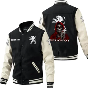 Peugeot Jacket Men’s Baseball Jacket With PU Leather Sleeve, Custom Name TN220225Y15BJPUCT3PEU