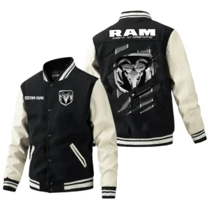 RAM Jacket Men’s Baseball Jacket With PU Leather Sleeve, Custom Name TN220225Y15BJPUCT3RAR