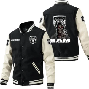 RAM Jacket Men’s Baseball Jacket With PU Leather Sleeve, Custom Name TN220225Y15BJPUCT4RAR