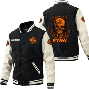 Stihl Jacket Men’s Baseball Jacket With PU Leather Sleeve, Custom Name TN250225Y15BJPUCT1STL