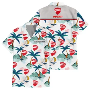 Ducati Exclusive Logo Hawaiian Shirt Tropical Landscape Pattern All-over Print For Men Women Kids, Custom Name HIDI190225Y7HWLS2DUC