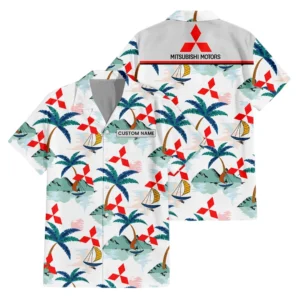 Mitsubishi Exclusive Logo Hawaiian Shirt Tropical Landscape Pattern All-over Print For Men Women Kids, Custom Name HIDI200225Y7HWLS2MIT