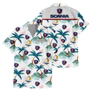 Scania Exclusive Logo Hawaiian Shirt Tropical Landscape Pattern All-over Print For Men Women Kids, Custom Name HIDI210225Y7HWLS2SCA