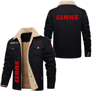 Claas Exclusive Logo Fleece-lined Thick Jacket, Fur Lapel Collar Warm Custom Name TN150325Y10FLJCT1CLA