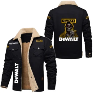 Dewalt Exclusive Logo Fleece-lined Thick Jacket, Fur Lapel Collar Warm Custom Name TN150325Y10FLJCT1DEW