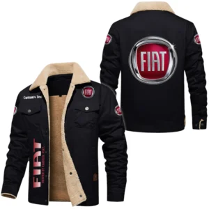Fiat Exclusive Logo Fleece-lined Thick Jacket, Fur Lapel Collar Warm Custom Name TN170325Y10FLJCT1FIA