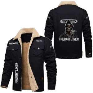 Freightliner Exclusive Logo Fleece-lined Thick Jacket, Fur Lapel Collar Warm Custom Name TN170325Y10FLJCT1FRE