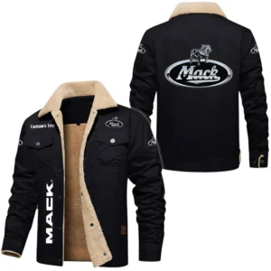 Mack Trucks Exclusive Logo Fleece-lined Thick Jacket, Fur Lapel Collar Warm Custom Name TN170325Y10FLJCT1MAC