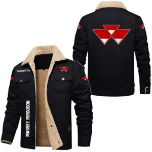 Massey Ferguson Exclusive Logo Fleece-lined Thick Jacket, Fur Lapel Collar Warm Custom Name TN170325Y10FLJCT1MAF