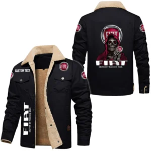 Fiat Exclusive Logo Fleece-lined Thick Jacket, Fur Lapel Collar Warm Custom Name TN170325Y10FLJCT2FIA