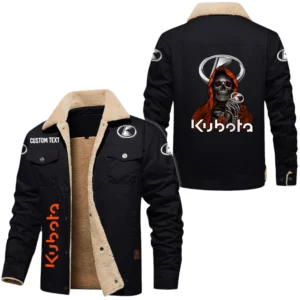 Kubota Exclusive Logo Fleece-lined Thick Jacket, Fur Lapel Collar Warm Custom Name TN170325Y10FLJCT2KUB