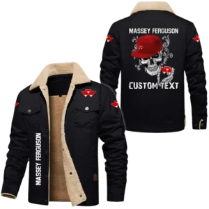 Massey Ferguson Exclusive Logo Fleece-lined Thick Jacket, Fur Lapel Collar Warm Custom Name TN170325Y10FLJCT3MAF