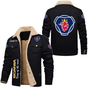 Scania Exclusive Logo Fleece-lined Thick Jacket, Fur Lapel Collar Warm Custom Name TN170325Y10FLJCT3SCA