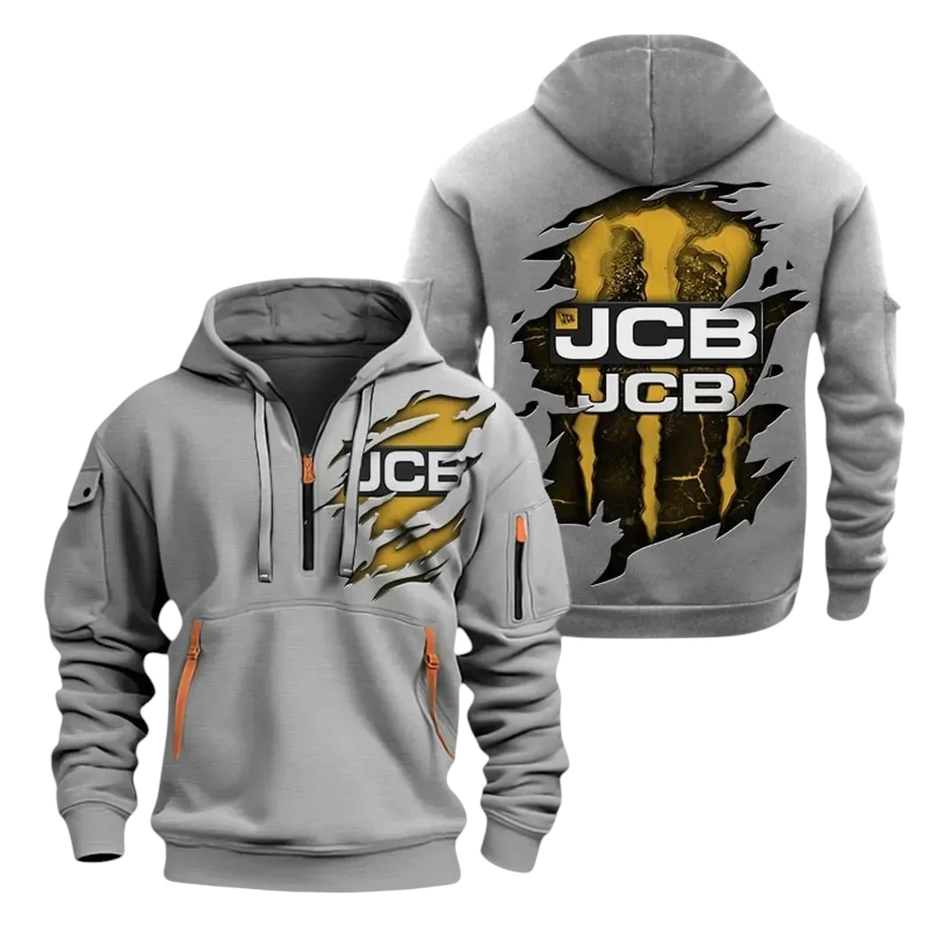 JCB Half Zip Hoodie, Sport Hooded Multi-Pocket HG110325Y25QZ2HCT1JCB JCB Half Zip Hoodie, Sport Hooded Multi-Pocket HG110325Y25QZ2HCT1JCB