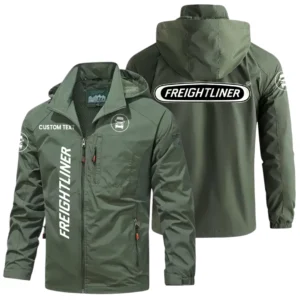 Freightliner Exclusive Logo Windbreaker Jacket Hooded Detachable, Outdoor Windproof Running Jacket, Custom Text HIHI130225Y28WJ86FLT