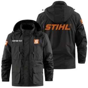 Stihl Exclusive Logo Windbreaker Jacket Hooded Detachable, Outdoor Jacket Multi Pocket, Custom Name HIDI190325Y26WMPSTL