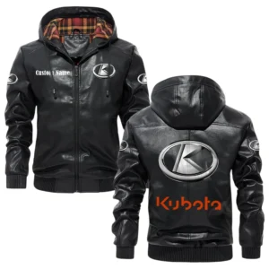 Kubota Exclusive Logo Hooded Jacket PU Leather x Durable Windproof Warm Soft Checkered Lining, Custom Name HG260325Y47JHLCT1KUB
