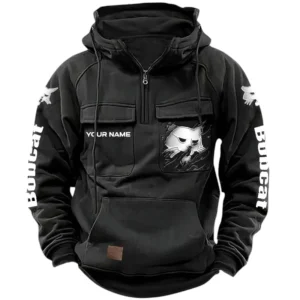 Bobcat Quarter Zip Hoodie, Sports Hoodie Multi-Pockets, Custom Name HG090525Y41HJRCT1BOC