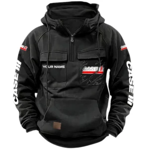 Case IH Quarter Zip Hoodie, Sports Hoodie Multi-Pockets, Custom Name HG090525Y41HJRCT1CIH