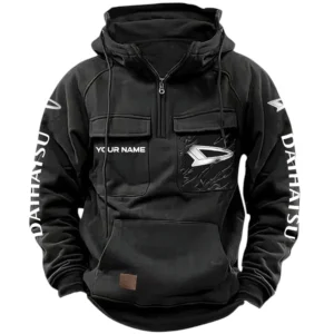 Daihatsu Quarter Zip Hoodie, Sports Hoodie Multi-Pockets, Custom Name HG090525Y41HJRCT1TSU