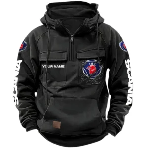 Scania Quarter Zip Hoodie, Sports Hoodie Multi-Pockets, Custom Name HG290525Y41HJRCT1SCA