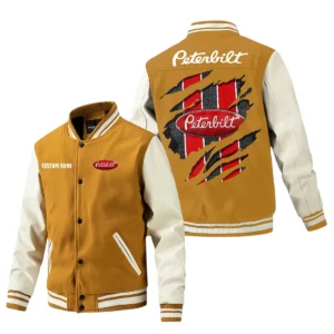 Peterbilt Jacket Men Baseball Jacket With PU Leather Sleeve Custom Name TN220225Y15BJPUCT3PEA