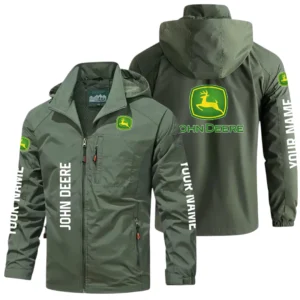 John Deere Exclusive Logo Windbreaker Jacket Hooded Detachable, Outdoor Windproof Running Jacket, Custom Name HIDI280625Y28WJ86JDE