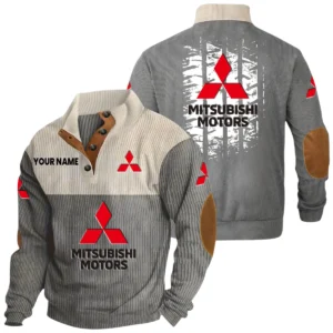 Mitsubishi Exclusive Logo Knitted Ribbed Corduroy Sweatshirt Stand Collar Sweater Custom Name HIHI040725Y32RCSMIT