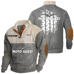 Moto Guzzi Exclusive Logo Knitted Ribbed Corduroy Sweatshirt Stand Collar Sweater Custom Name HIHI040725Y32RCSMOG